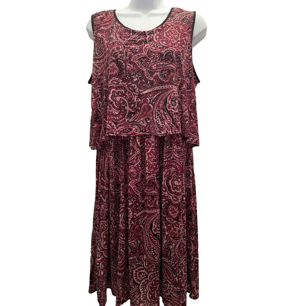 Loft Dress Sz L Purple Paisley FairyGoth WhimsiGoth DarkCottage Mesh Sleeveless